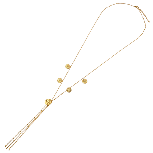 Lariat bolitas monedas de tamaños Cadenas al final