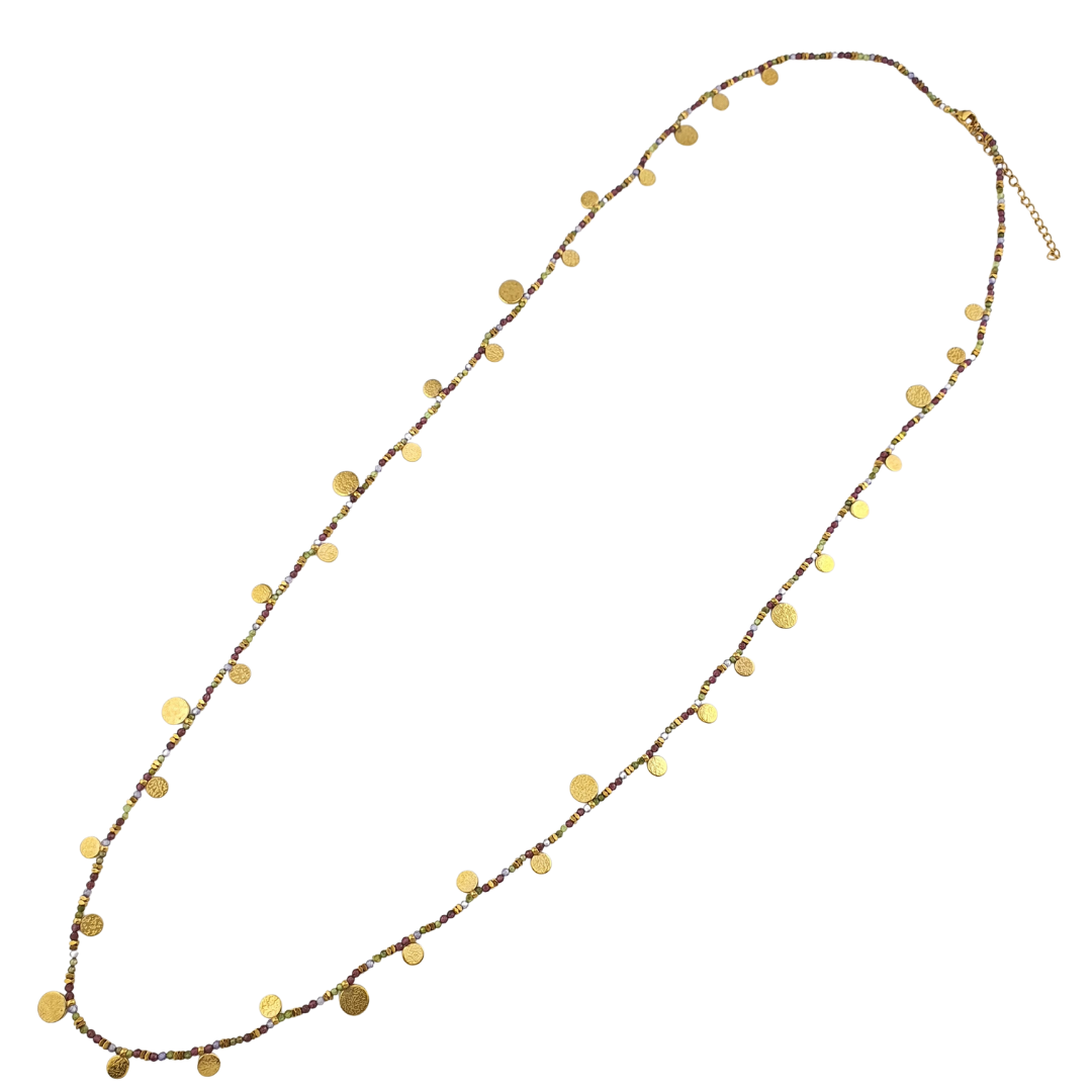 Collar largo monedas y cristales