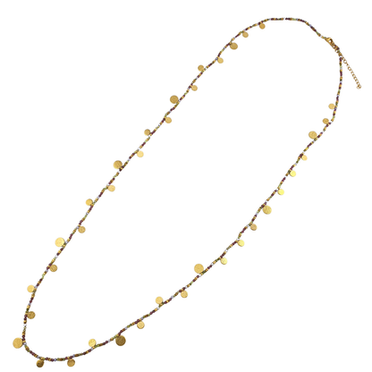 Collar largo monedas y cristales
