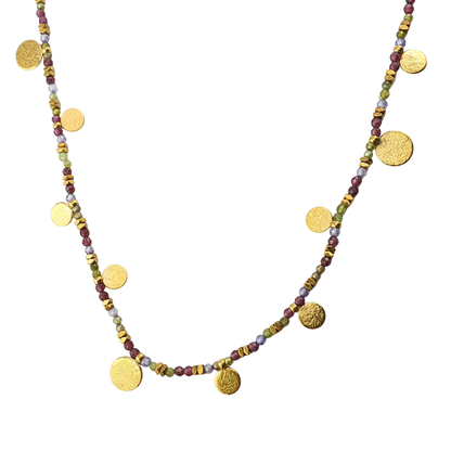 Collar largo monedas y cristales