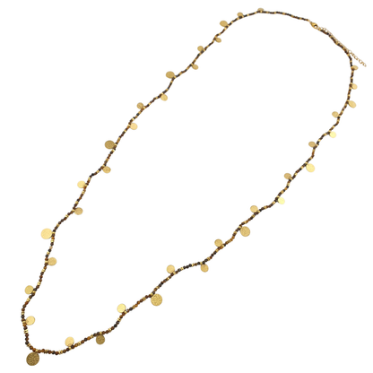 Collar largo monedas y cristales