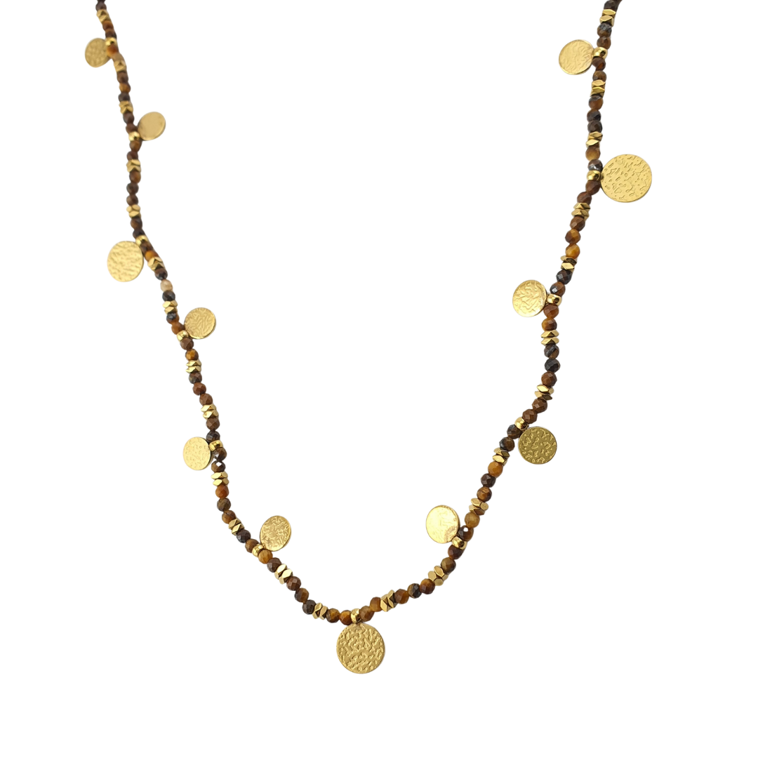 Collar largo monedas y cristales