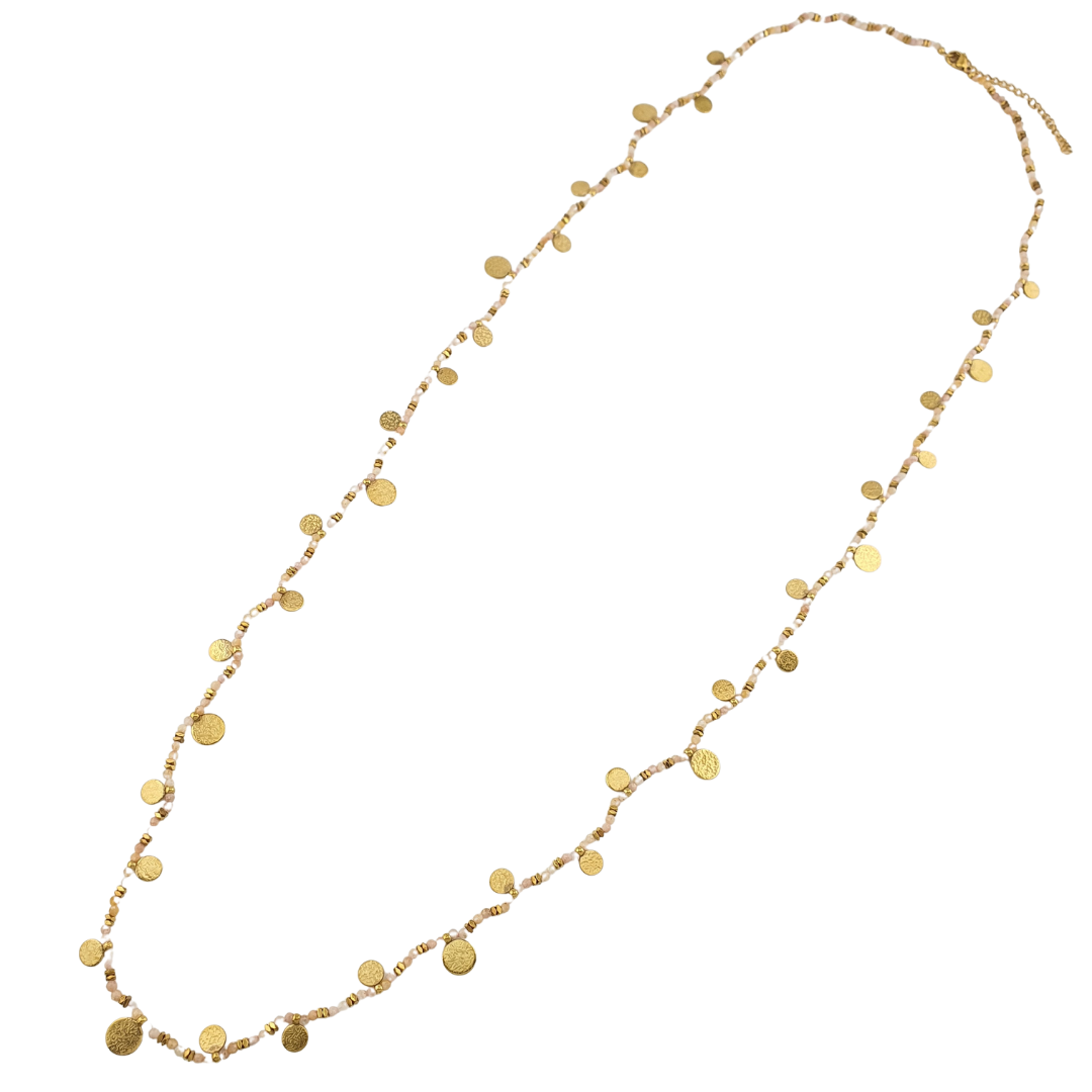 Collar largo monedas y cristales