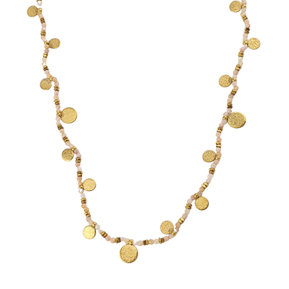 Collar largo monedas y cristales