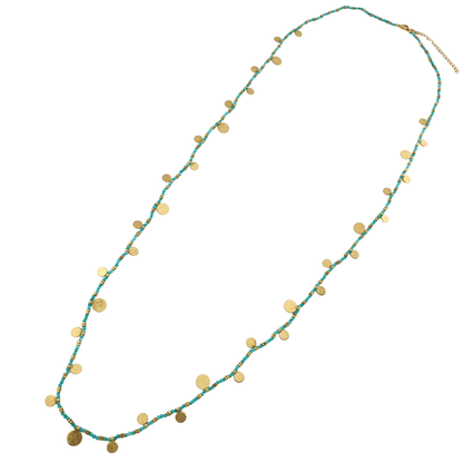Collar largo monedas y cristales