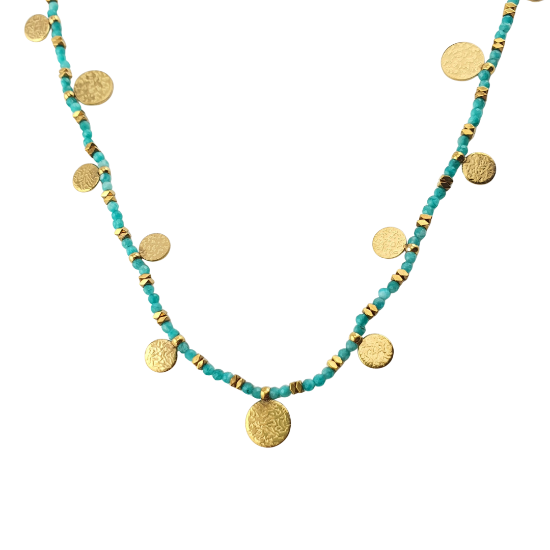 Collar largo monedas y cristales