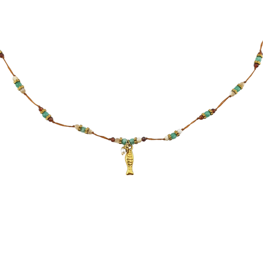 Collar hilo cadenas piedras