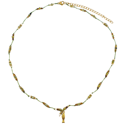 Collar hilo cadenas piedras