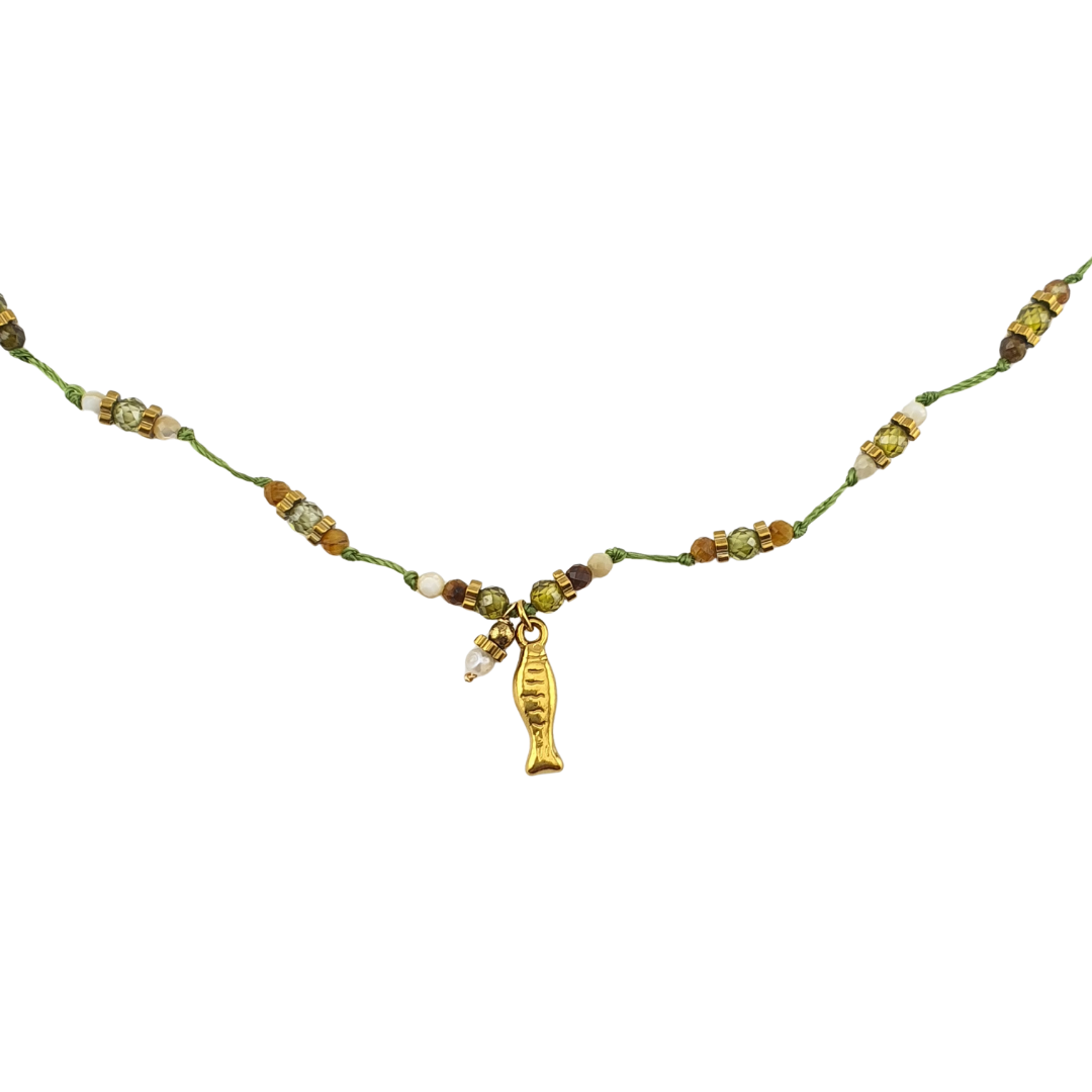 Collar hilo cadenas piedras