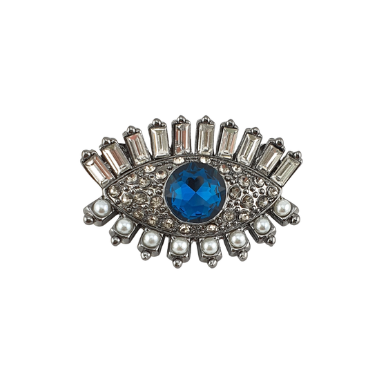 Broche ojo circonias perlas