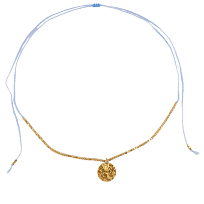 Collar hilo cubos y moneda centro