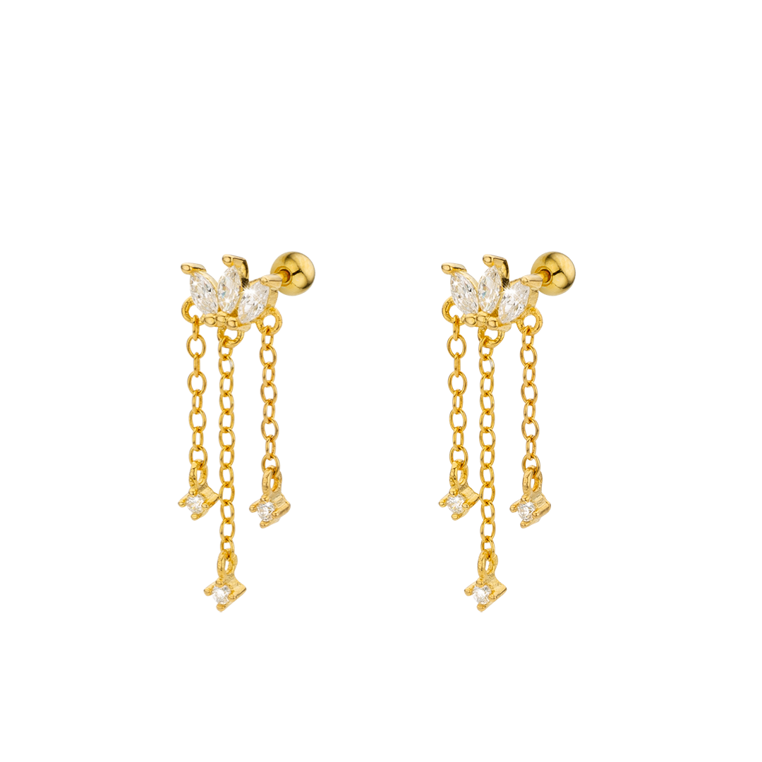 Arete 3 petalos 3 Cadenas 3 punto luz