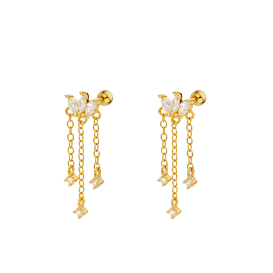 Arete 3 petalos 3 Cadenas 3 punto luz