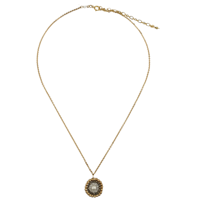 Cadena circulo bordado bimetal cristal perla