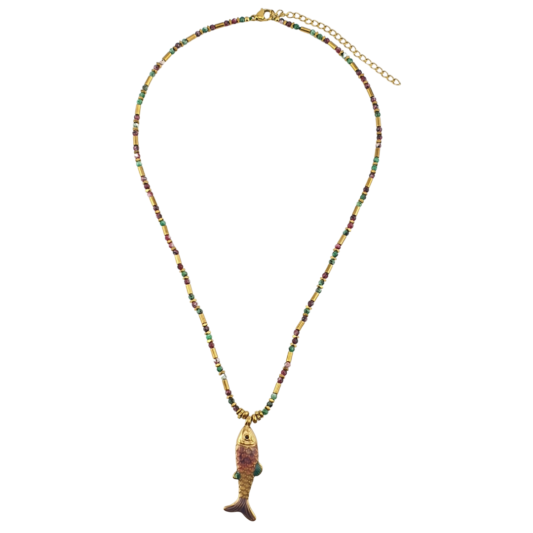 Collar pez tonos pastel piedra