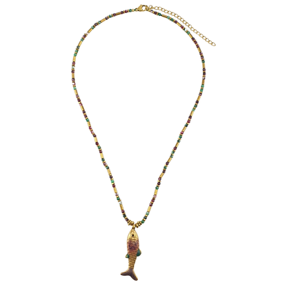 Collar pez tonos pastel piedra