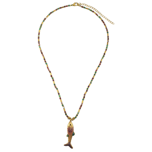Collar pez tonos pastel piedra