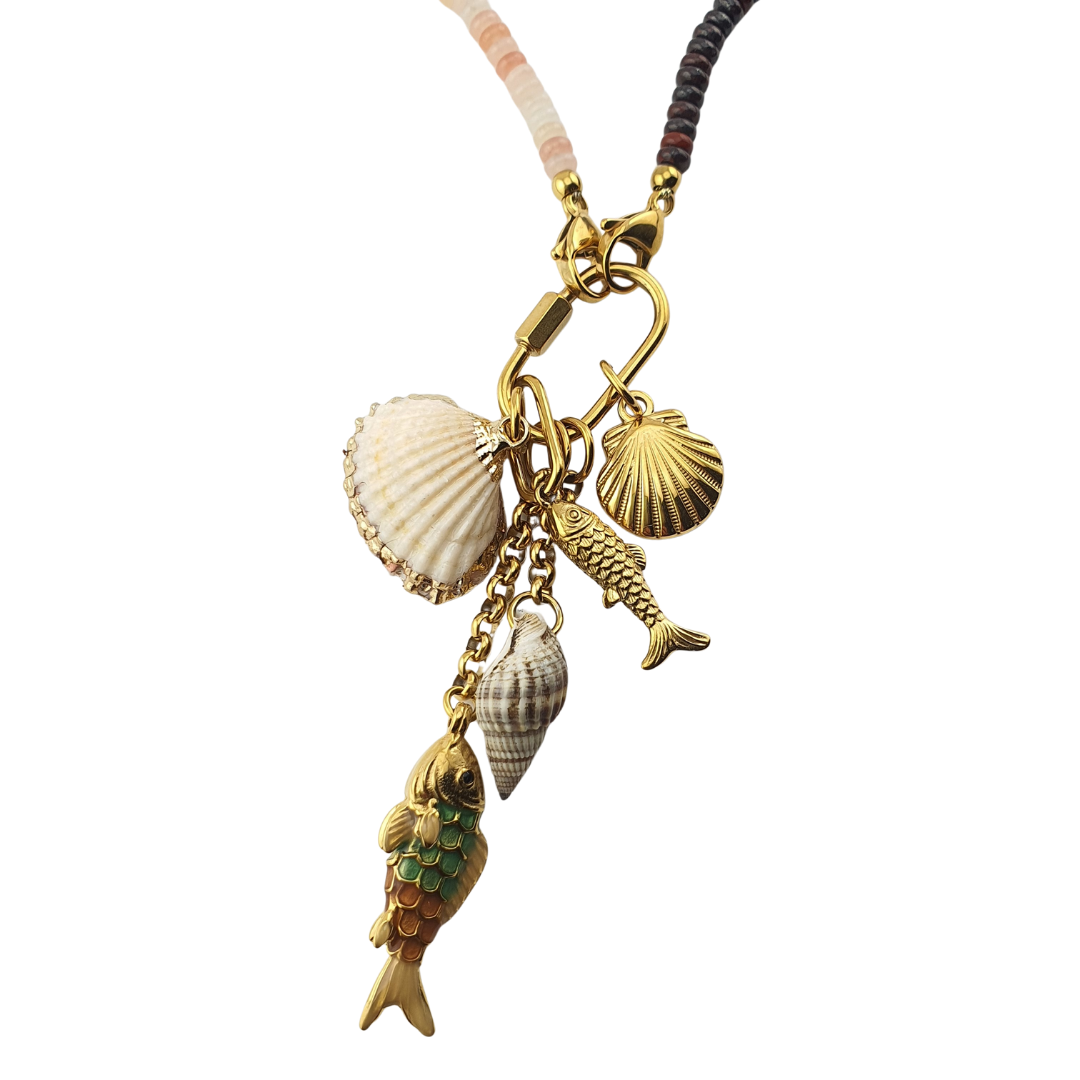 Collar quarzos pez concha caracol