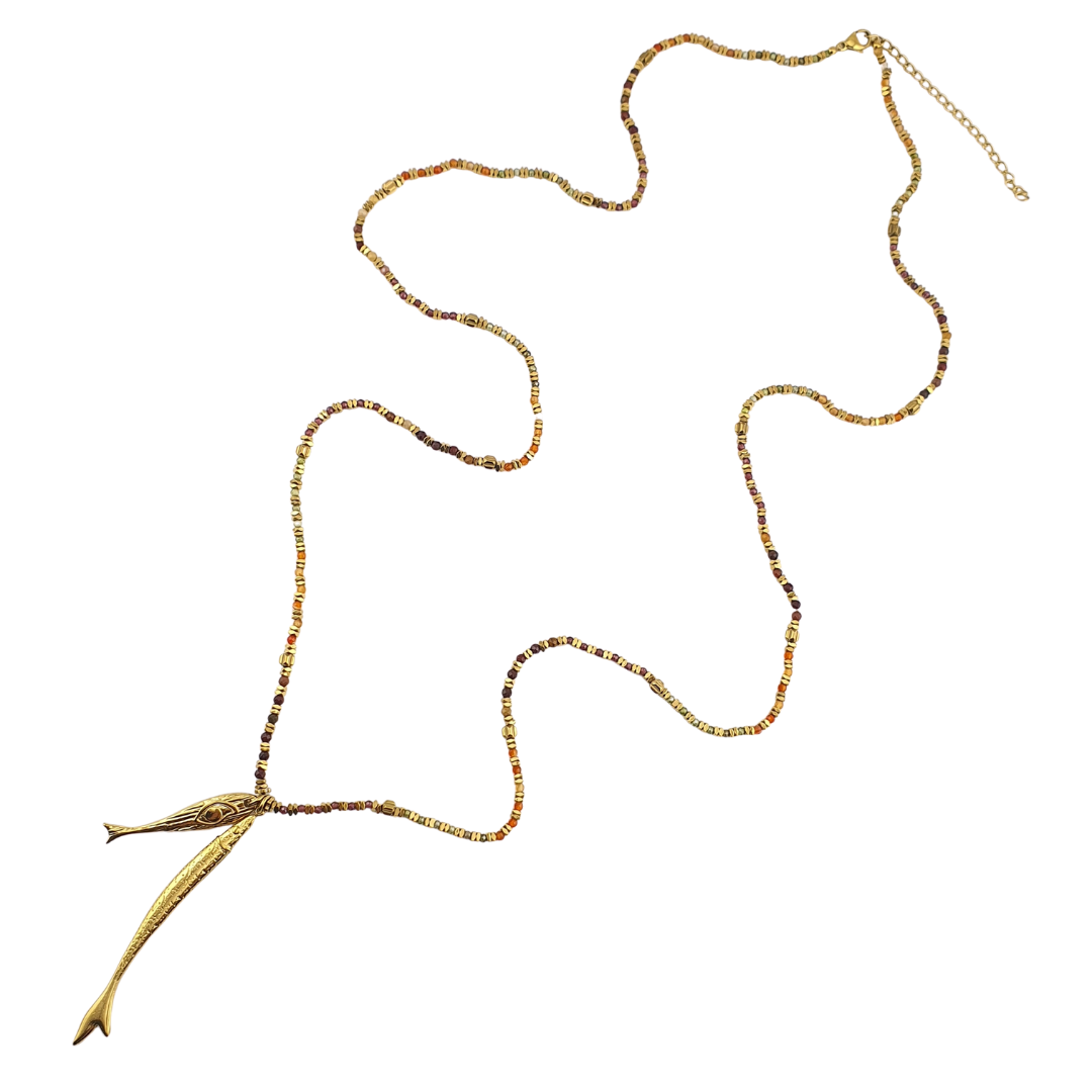 Collar largo 2 peces piedras naturales