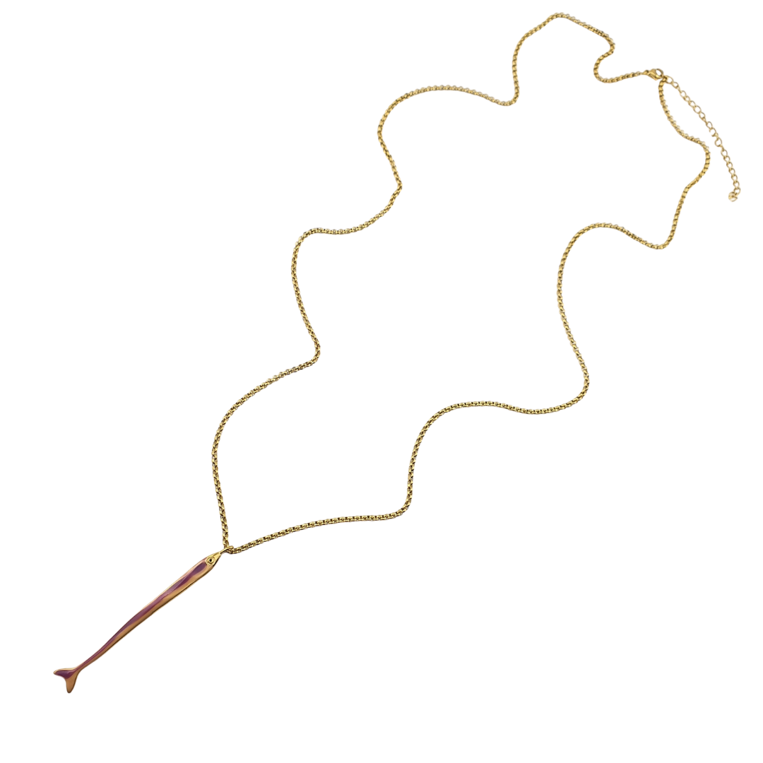 Collar largo pez estilizado