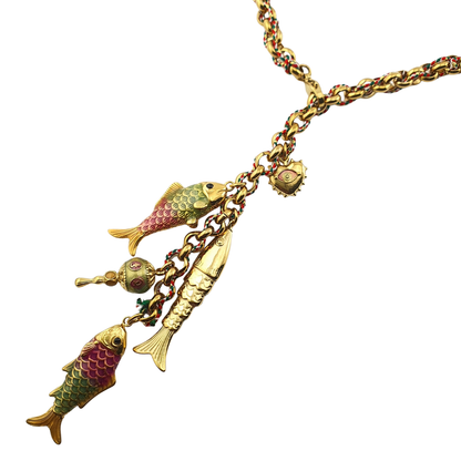 Collar cardumen pez tonos corazon ojo sonaja