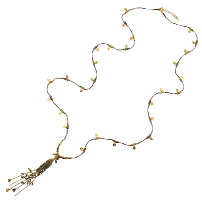 Collar largo hilo cadena turquesa africana y pompon