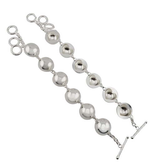 Pulsera bolas maxi corazones.