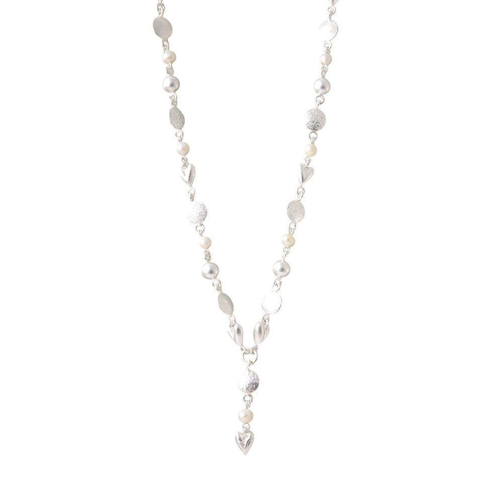 Lariat corazon moneda y  perla