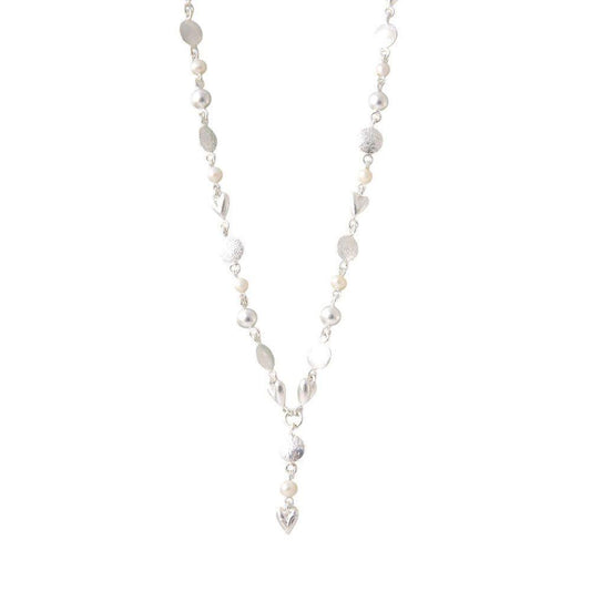 Lariat corazon moneda y  perla