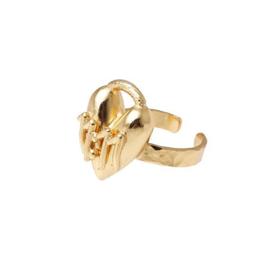 Anillo corazon candado 11:11 ajustable
