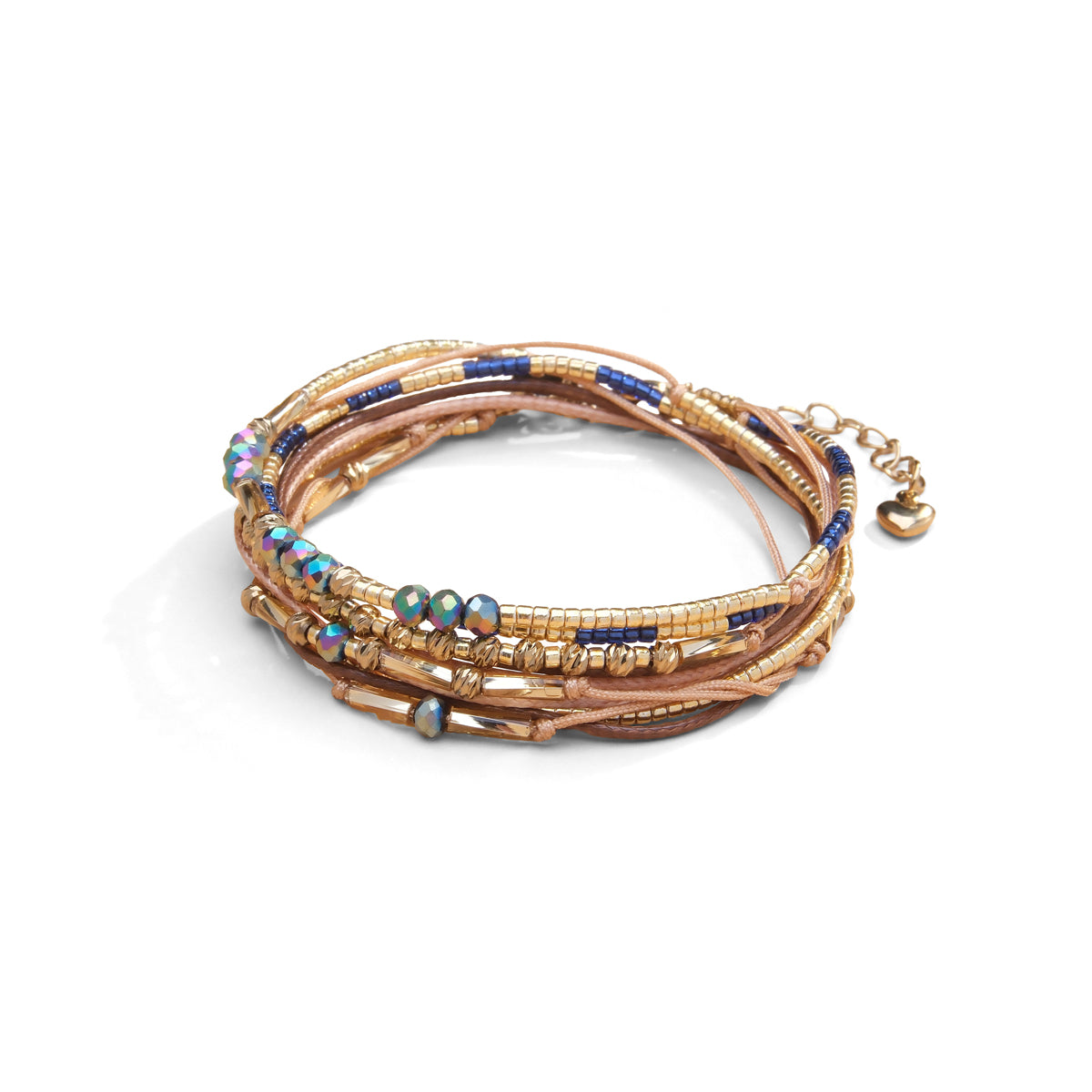 Pulsera de 2 vueltas seda, cristales y piedras naturales