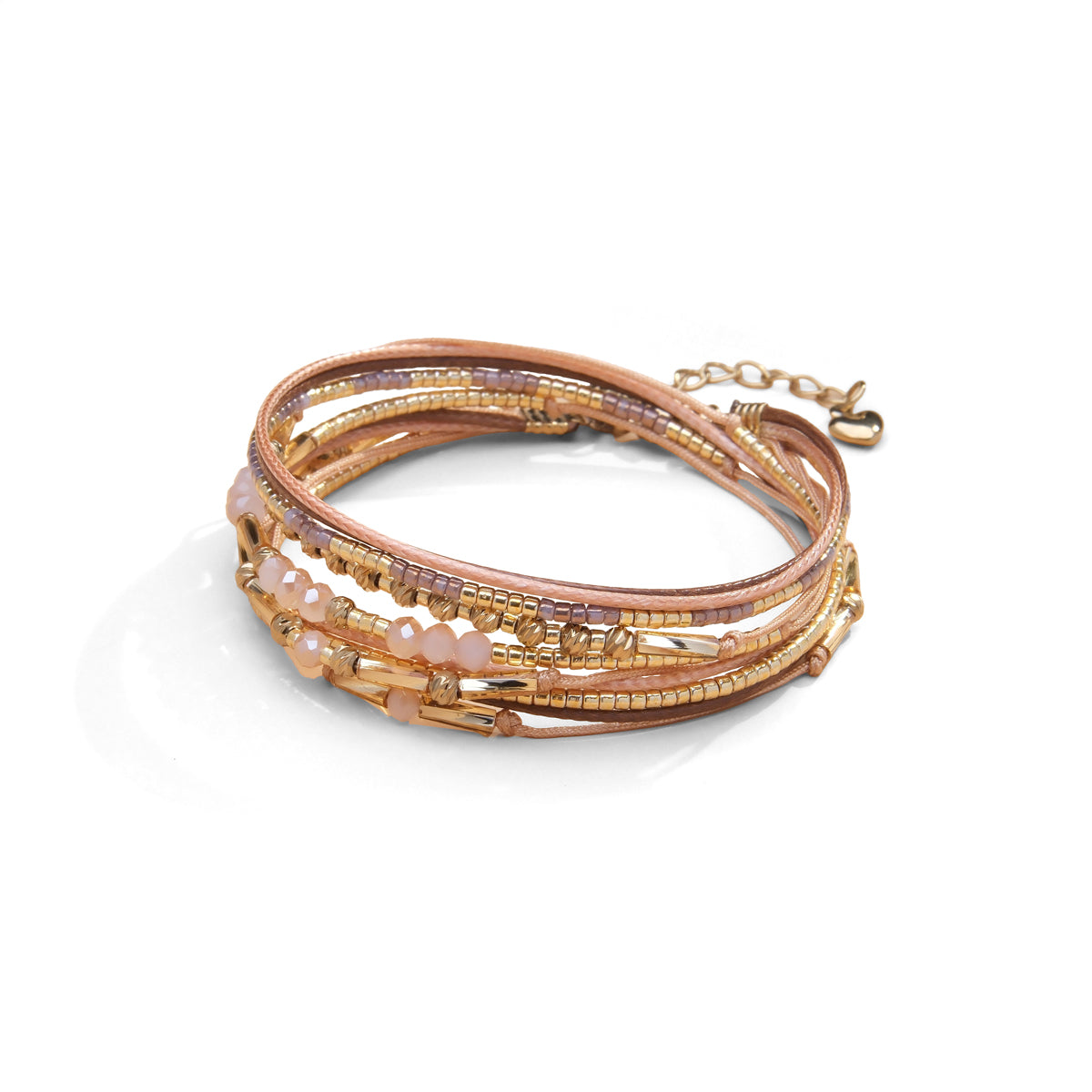 Pulsera de 2 vueltas seda, cristales y piedras naturales