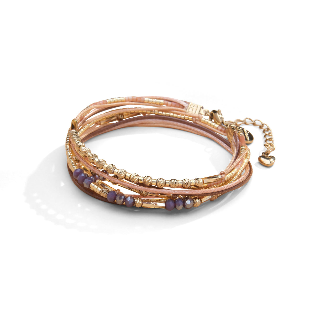 Pulsera de 2 vueltas seda, cristales y piedras naturales