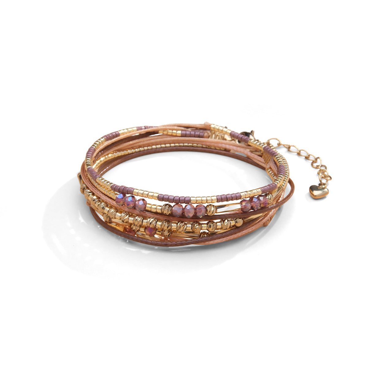 Pulsera de 2 vueltas seda, cristales y piedras naturales