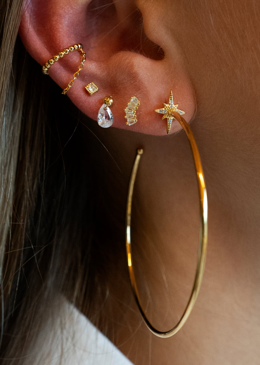 Arete 5 baguettes mini circonias