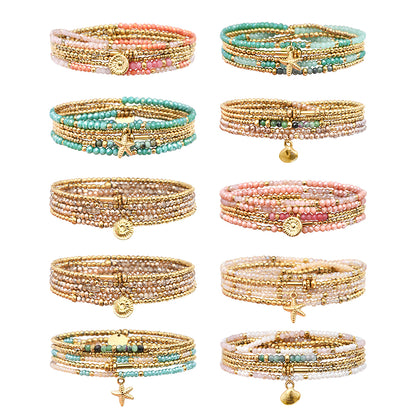 pulsera 5 vueltas hematita cristales charm