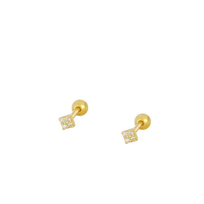 Arete micro cuadrito bolita