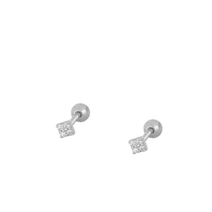 Arete micro cuadrito bolita