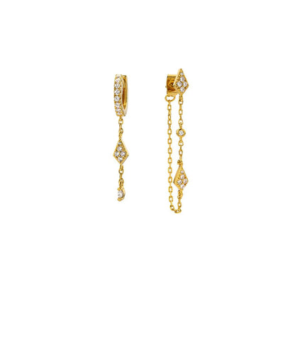 Huggie y arete rombos oval burbuja cadenas