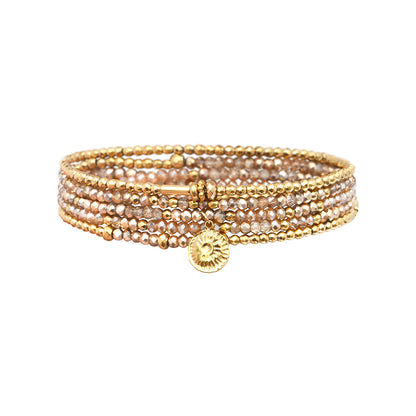 pulsera 5 vueltas hematita cristales charm