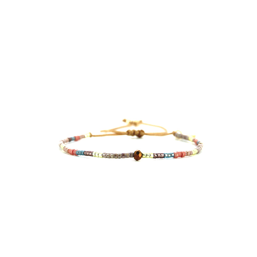 Pulsera 1 linea cristales salmon