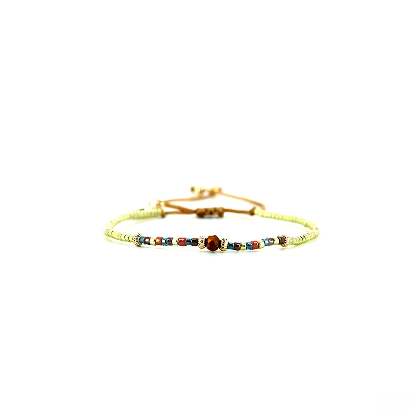 Pulsera 1 linea cristales salmon