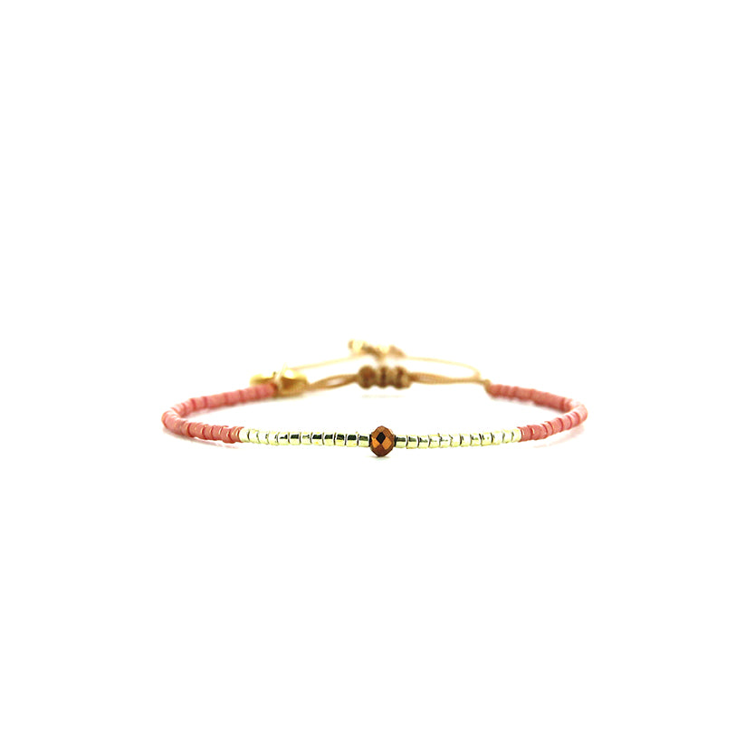 Pulsera 1 linea cristales salmon