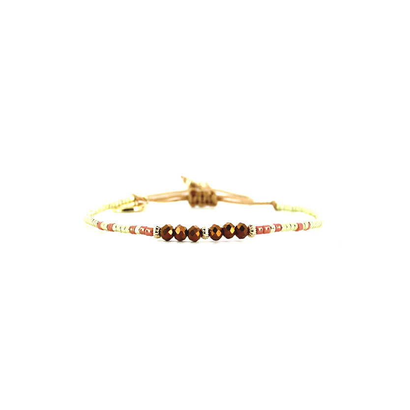 Pulsera 1 linea cristales salmon