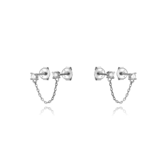 Arete doble circonia y cadena