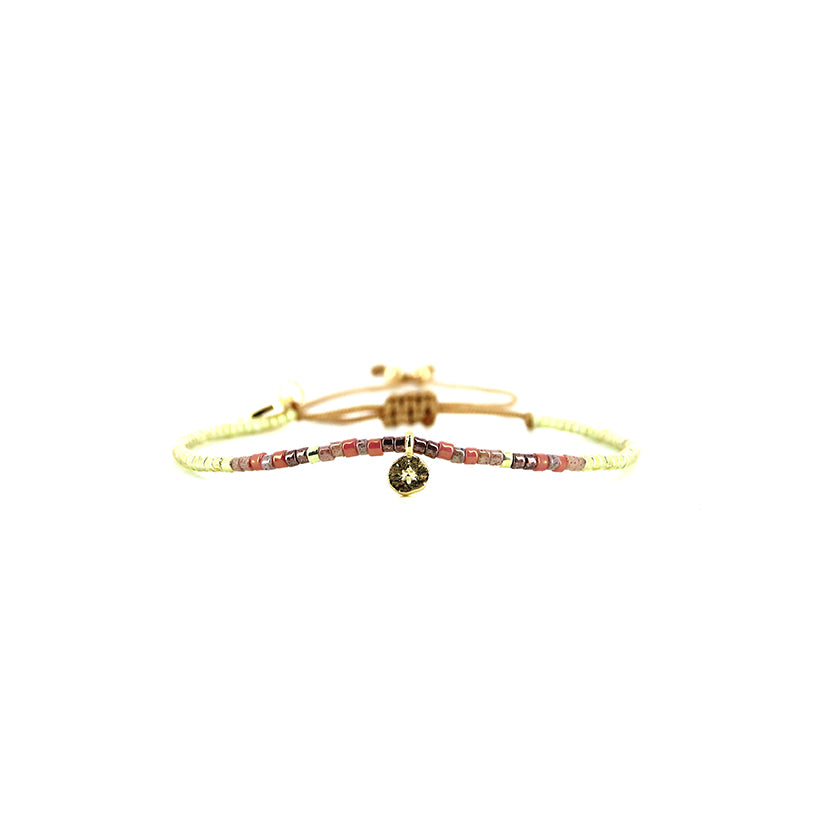 Pulsera 1 linea cristales salmon