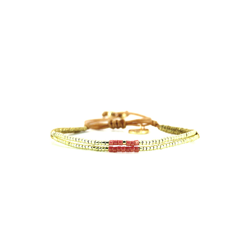 Pulsera 1 linea cristales salmon