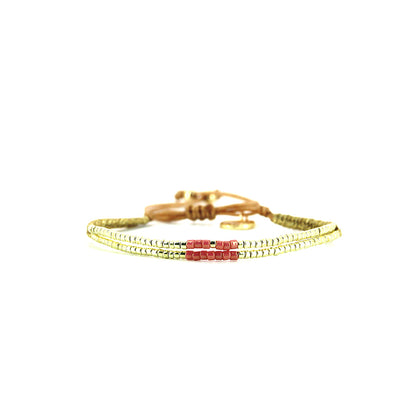 Pulsera 1 linea cristales salmon