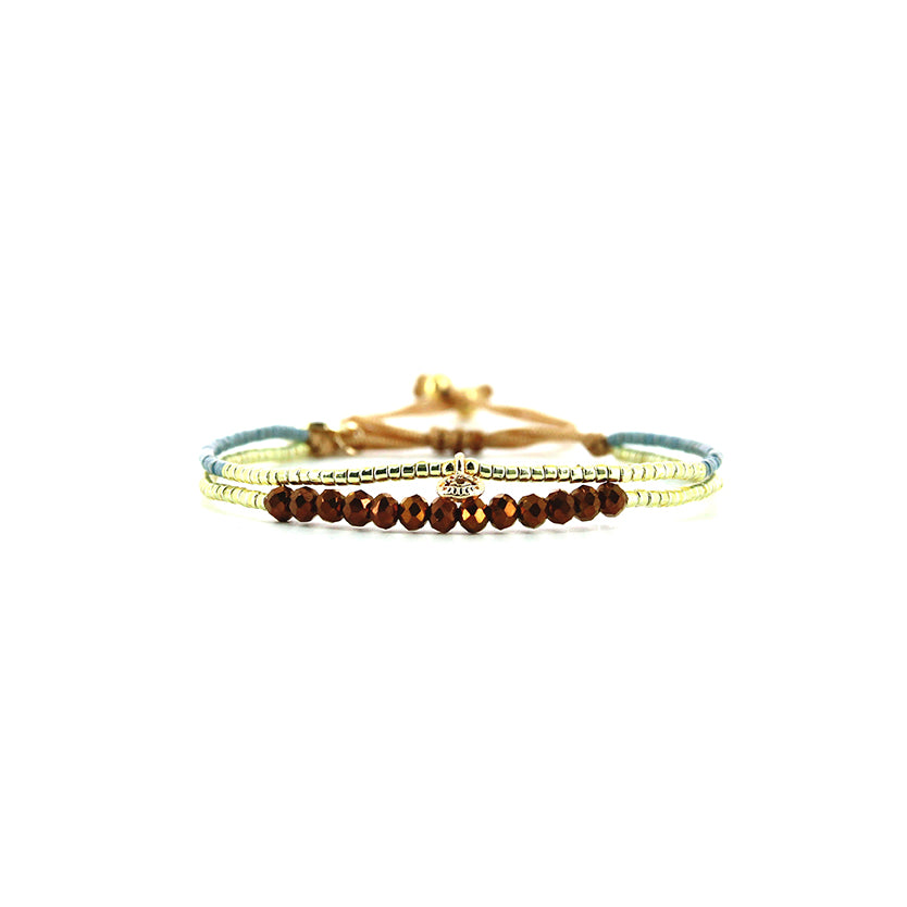 Pulsera 1 linea cristales salmon