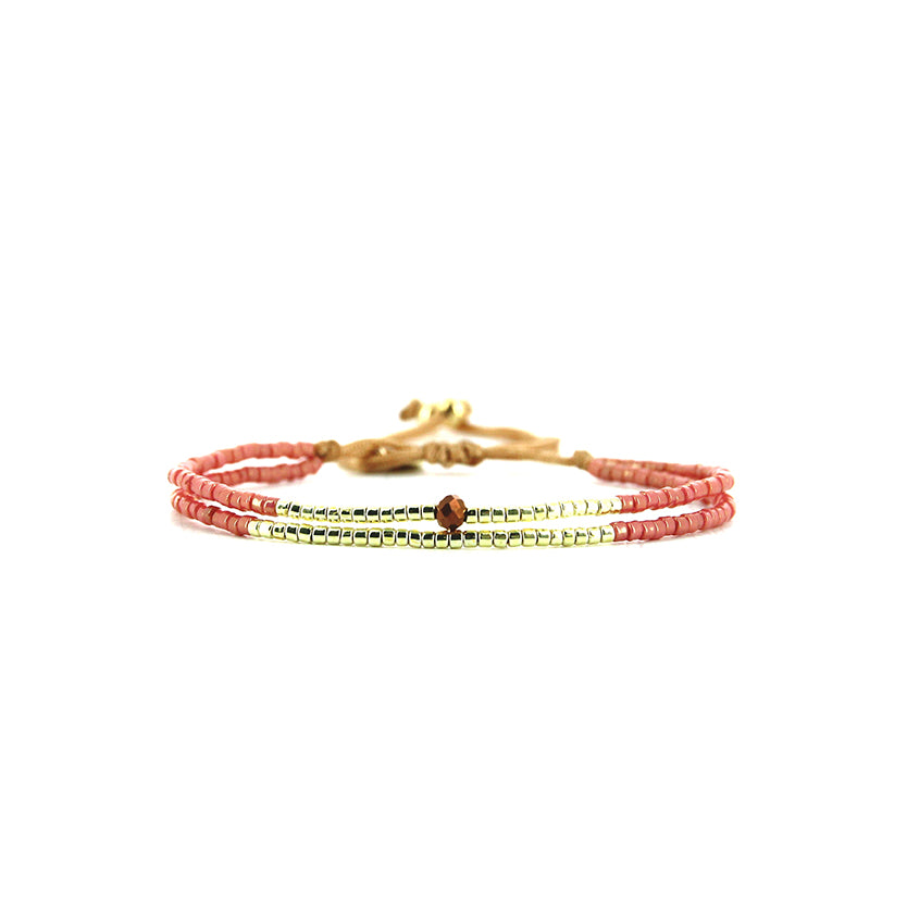 Pulsera 1 linea cristales salmon